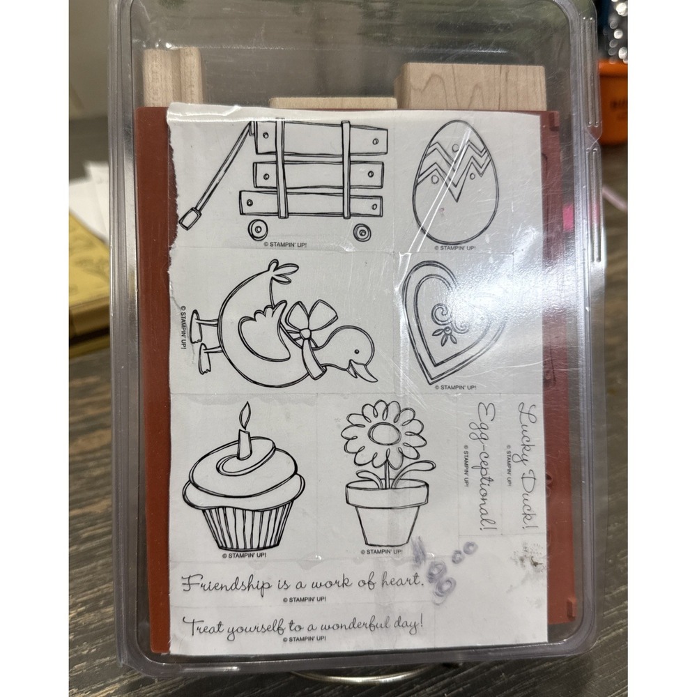 Stampin' Up! Wagon Full of Fun Wood Mounted Rubber‎ Stamp Set